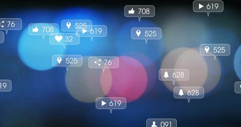 Rising Social Media Engagement Over Neon Bokeh Zero Interface
