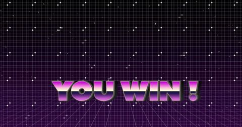 80s Retro You Win Overlay with Grid and Digital Stars - Download Free Stock Images Pikwizard.com