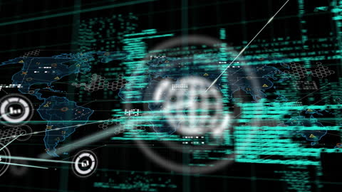 Global Digital Network Interface with Connections and Data Visualizations