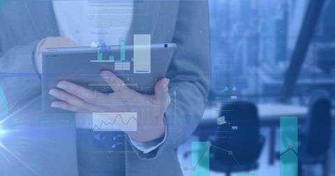 Businessman Analyzing Data on Tablet with Global Blockchain Overlay - Download Free Stock Images Pikwizard.com