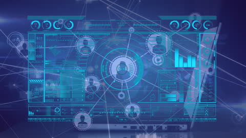 Futuristic Interface with Data Analytics Visuals and Graphs