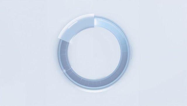 Translucent glasslike progress ring floating on pale blue minimal canvas for ui
