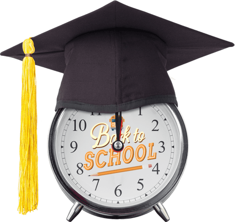 back to school clock with graduation cap on transparent background - Download Free Stock Videos Pikwizard.com