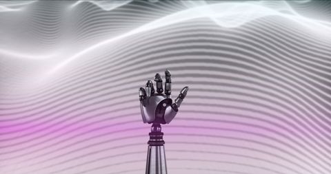 Robot arm reaching in futuristic digital concept design