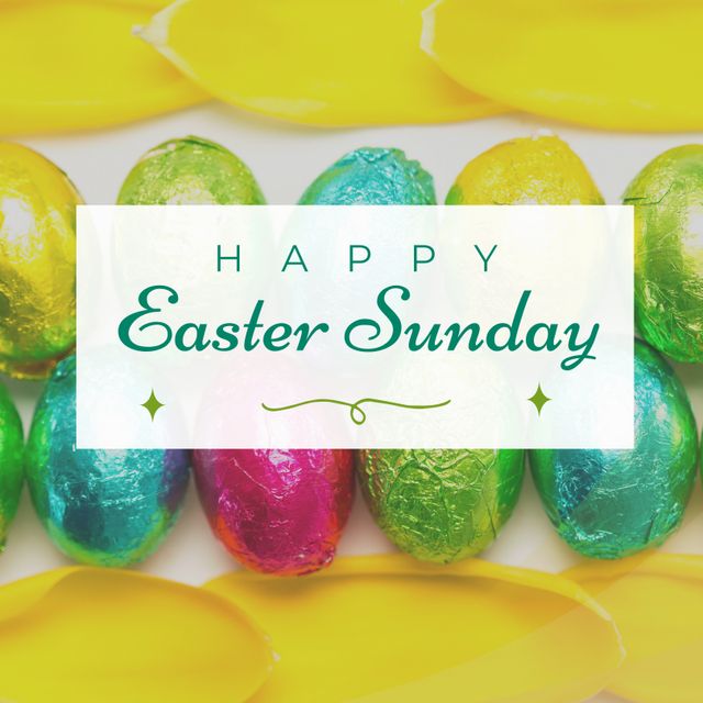 Happy Easter Sunday Greeting with Colorful Chocolate Eggs - Download Free Stock Templates Pikwizard.com