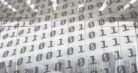 Binary Code Overlay on Cityscape Symbolizing Digital Connections - Download Free Stock Images Pikwizard.com