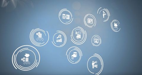 Digital Data Processing Interface with Circle Icons - Download Free Stock Images Pikwizard.com