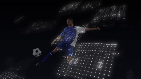 Soccer Player and Digital Binary Code Connection