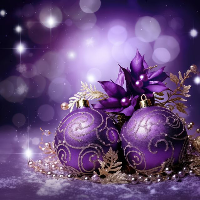 Elegant Purple Christmas Ornaments with Festive Decorations - Download Free Stock Images Pikwizard.com