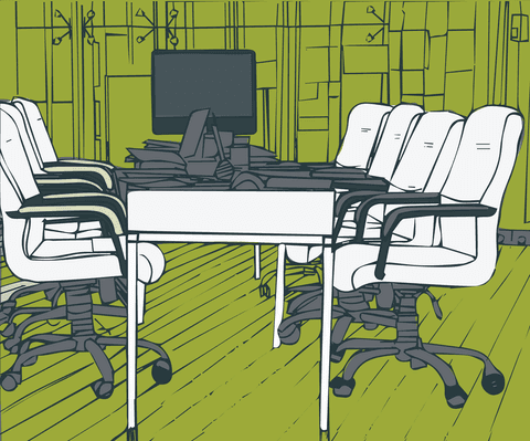 Empty office conference room chairs and desk transparent illustration
