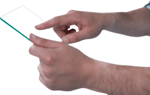 Man Interacting with Transparent Futuristic Digital Tablet - Download Free Stock Videos Pikwizard.com