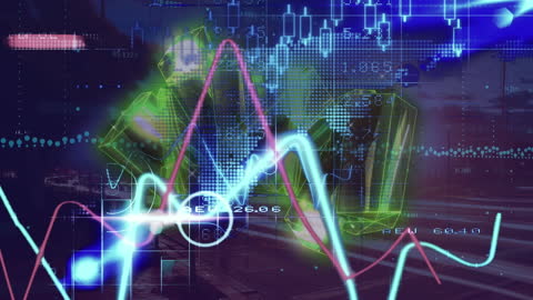 Futuristic Data Visualization in Night Cityscape