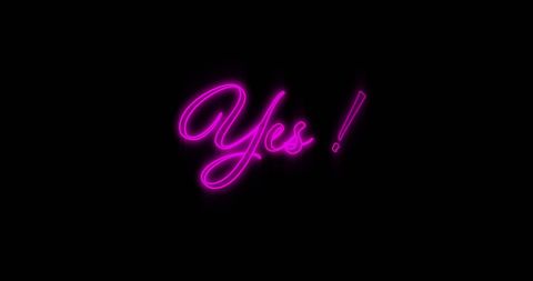 Neon Pink Yes Sign on Black Background Conveying Excitement - Download Free Stock Images Pikwizard.com