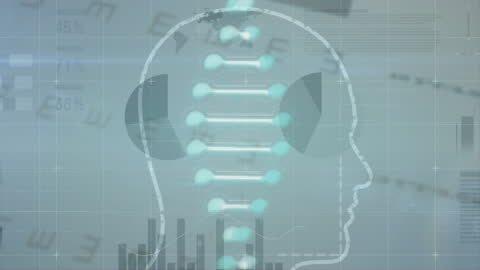 Digital Innovation with DNA and Human Head Wireframe