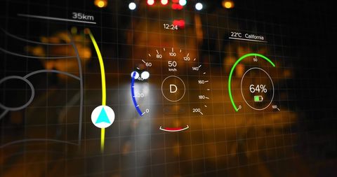 Futuristic digital interface display for car technologies