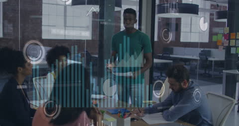 Data Overlay with Team in Office Meeting