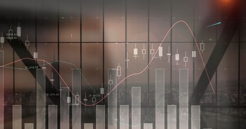 Dynamic Financial Graphs Overlaying Cityscape for Global Economy - Download Free Stock Images Pikwizard.com