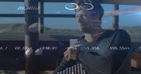 Digital Data Interface Concept with Pensive Surfer