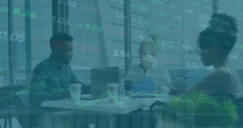 Diverse TeamAn Analyzes Financial Data in Modern Office