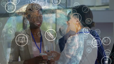 Diverse Professionals Collaborate in a Digital Global Network