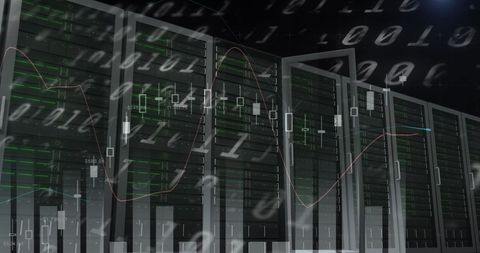 Digital Data Flow in Modern Server Room with Interface Graphics - Download Free Stock Images Pikwizard.com