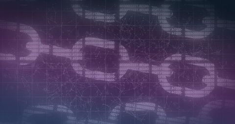Abstract Chains with Digital Numbers on Blue Background
