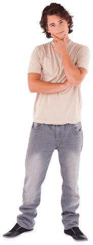 Transparent Young Man in Thoughtful Pose - Download Free Stock Videos Pikwizard.com