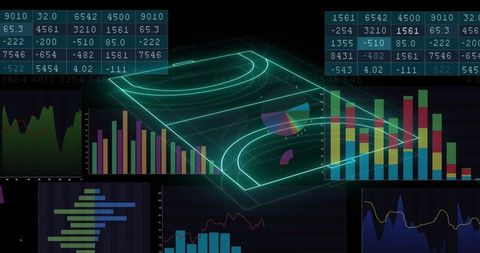 3d neon soccer field with data visualizations on digital interface - Download Free Stock Images Pikwizard.com