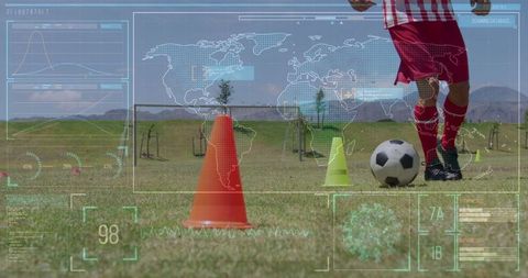 Digital Interface Overlay Soccer Training Dribbling Drills