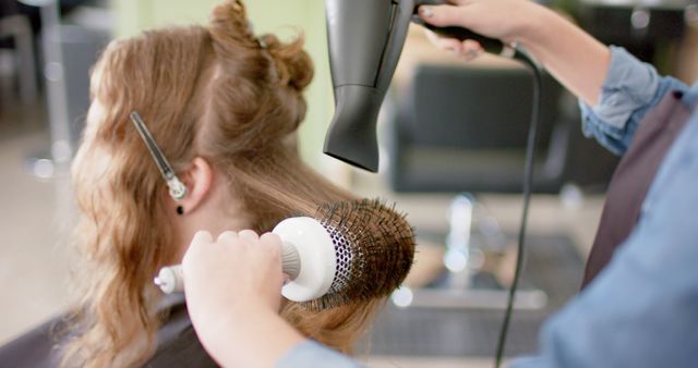 Hairdresser Blow Drying Woman’s Hair in Salon - Download Free Stock Images Pikwizard.com