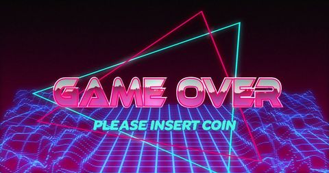 Retro Game Over Screen with Neon Lines Digital Frame