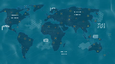 Global Network Connections on World Map Visualization