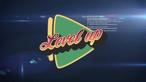 Vibrant 3D Level Up Animation on Dark Background