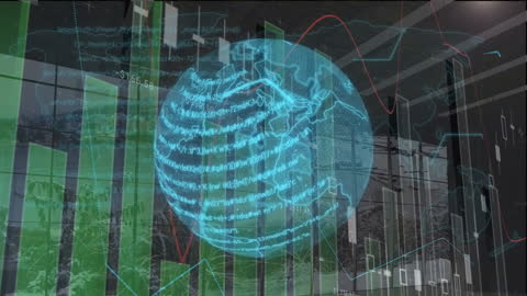 Digital Globe with Financial Data and Graphs Concept