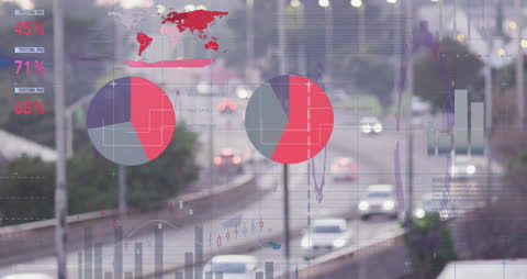 Animated Data Analytics Overlay on City Road