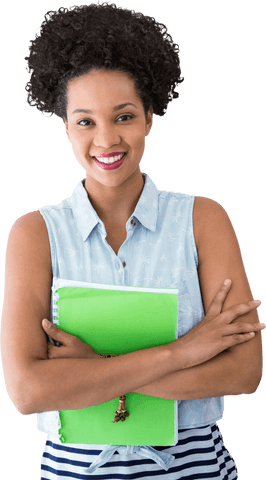 smiling young woman holding green file, transparent background - Download Free Stock Videos Pikwizard.com