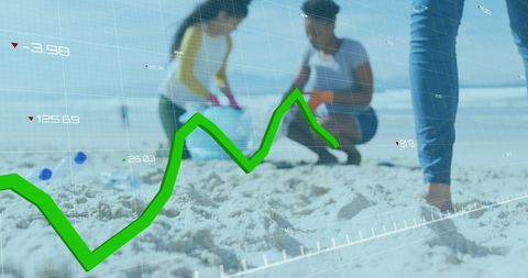 Financial Data Overlay with Beach Cleanup Environment Concept