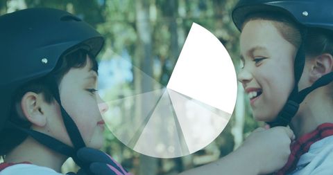 Children Enjoying Outdoor Adventure Checking Helmets