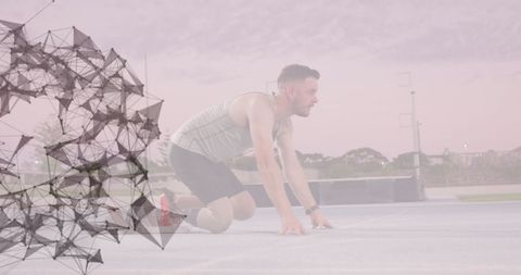 Athlete with Running Blade Preparing to Sprint Start