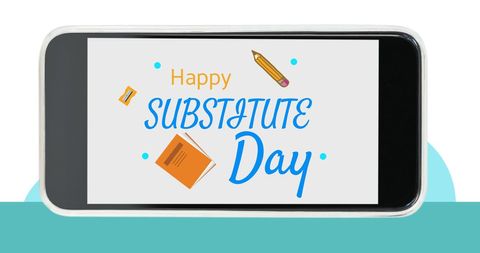 Celebrating Substitute Day on Mobile Screen - Download Free Stock Images Pikwizard.com