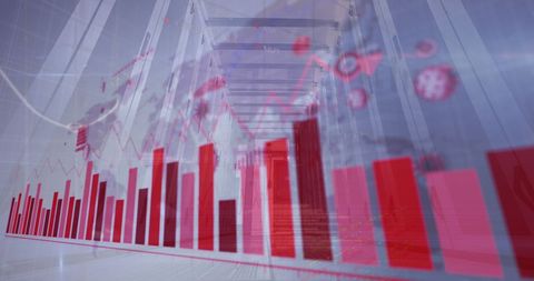Digital Interface with Graphs and Virus Over Server Room