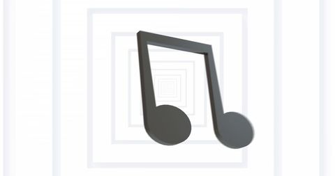 Floating musical note on geometric patterned background