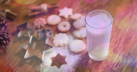 Festive Milk and Cookies with Light Effects - Download Free Stock Images Pikwizard.com