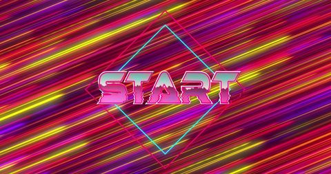 Retro Gamer Style Start Text with Neon Light Trails - Download Free Stock Images Pikwizard.com