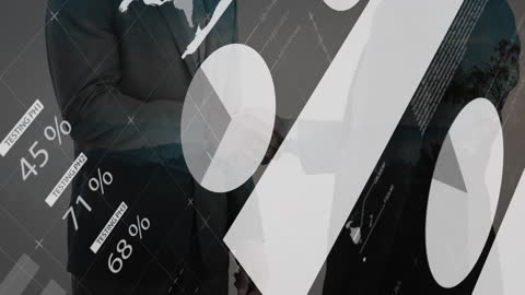 Businesspeople Shaking Hands with Digital Data Overlay