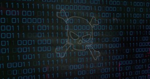 Binary Code with Skull and Crossbones Depicts Cybersecurity Threat - Download Free Stock Images Pikwizard.com