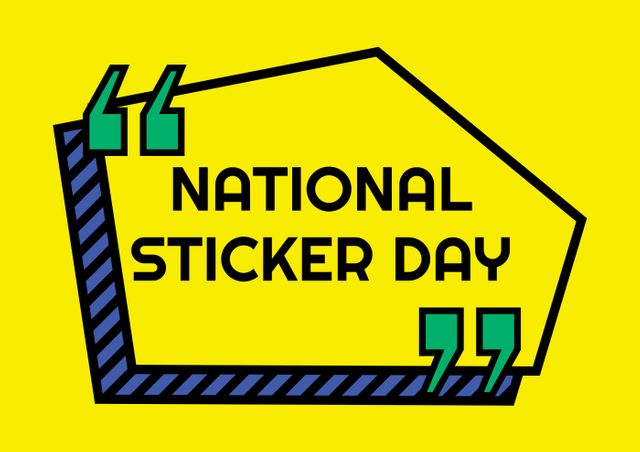 Digitally generated image of national sticker day text against vibrant yellow background. national sticker day, event, vector and reminder concept.