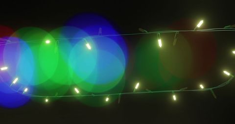 Flickering Fairy Lights on Dark Background