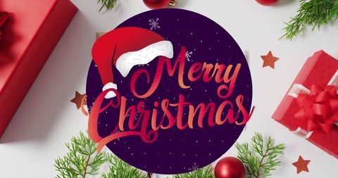 Festive Christmas Greeting with Holiday Gifts and Decorations