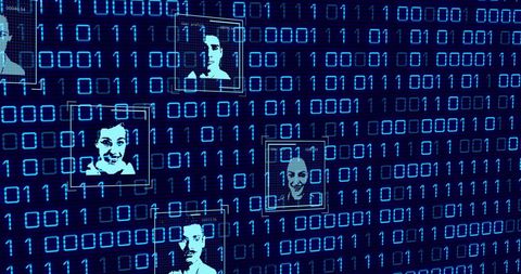 Digital Faces Among Binary Code Data Stream - Download Free Stock Images Pikwizard.com